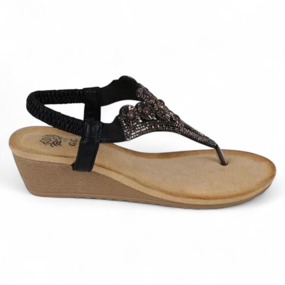 GC Shoes Womens Toe-Post Rhinestone Slingback Sandals - Picture 2 of 4